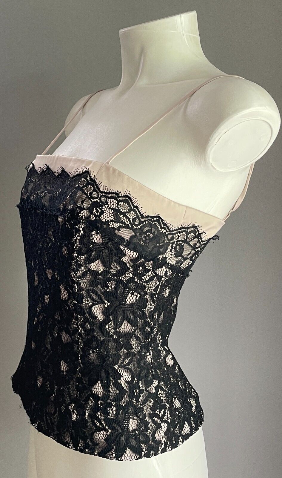 EVENTS COLLECTION Corset Top Black Lace & Champagne Lining Bustier Ladies Size 8