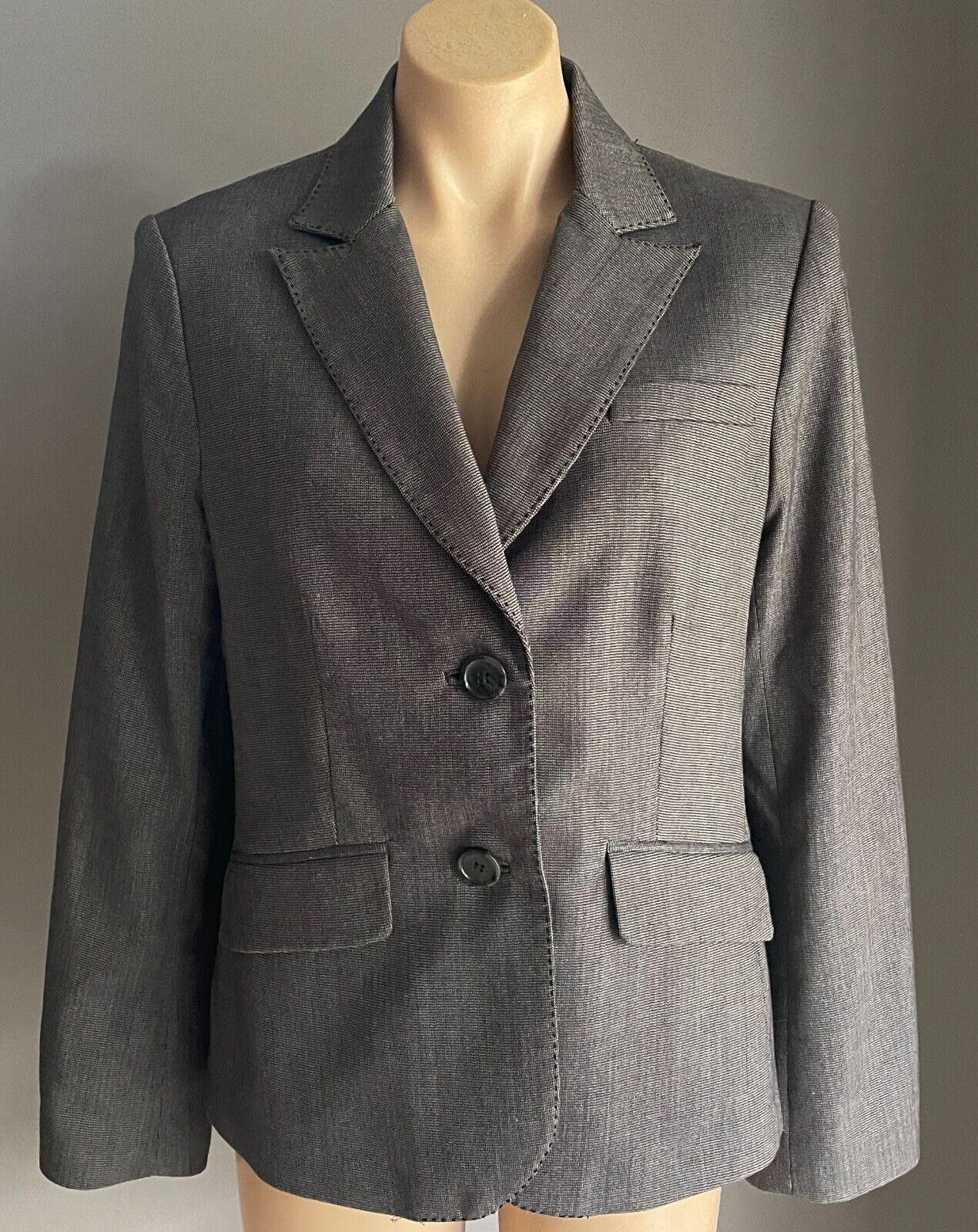 EVENTS Jacket Grey & Black Single Breasted Long Sleeve Tailored Blazer Size 12