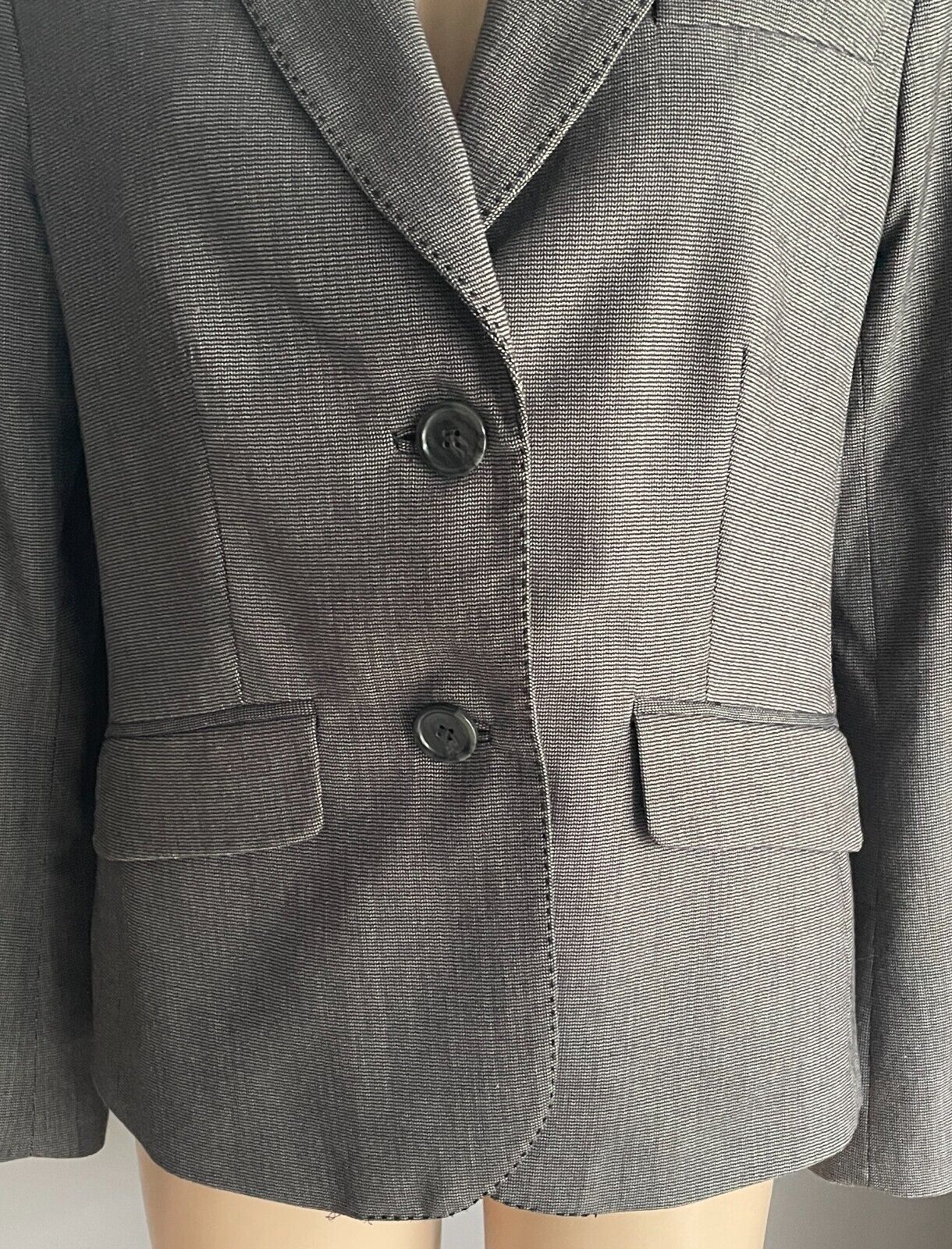 EVENTS Jacket Grey & Black Single Breasted Long Sleeve Tailored Blazer Size 12