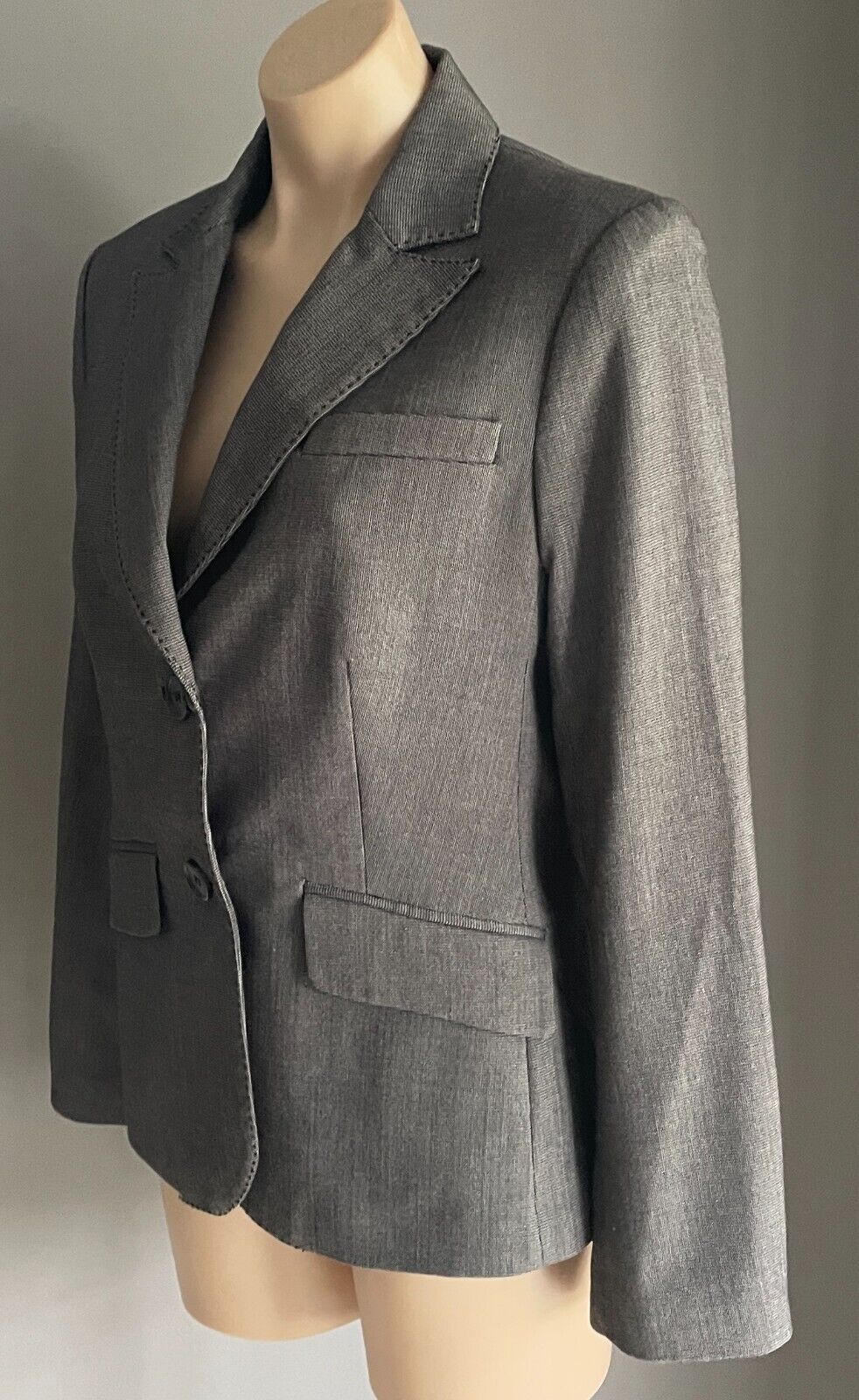 EVENTS Jacket Grey & Black Single Breasted Long Sleeve Tailored Blazer Size 12