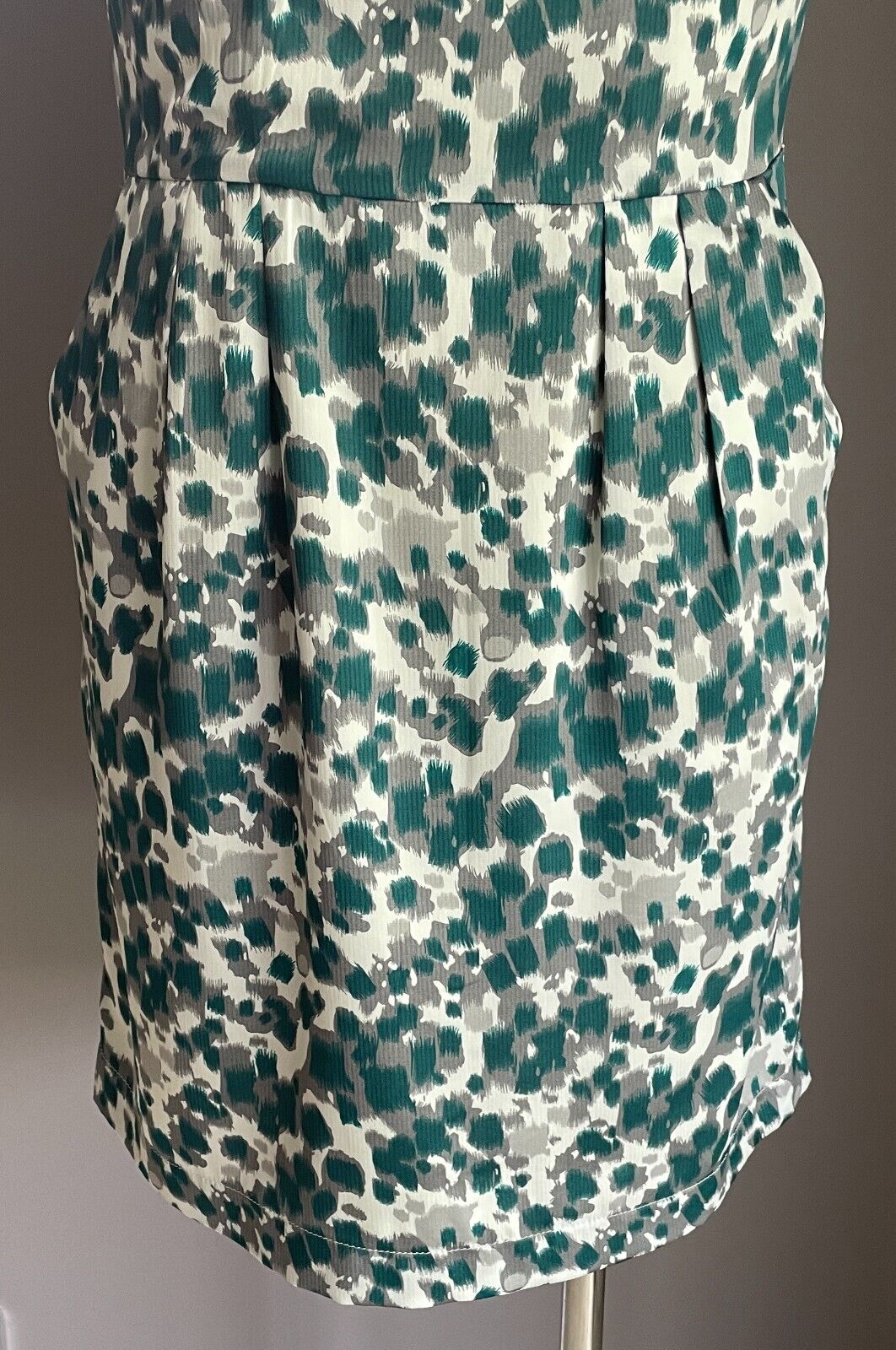 EVENTS Sheath Dress Jade Grey Silver Mottle Print Cap Sleeve Knee Length Size 10