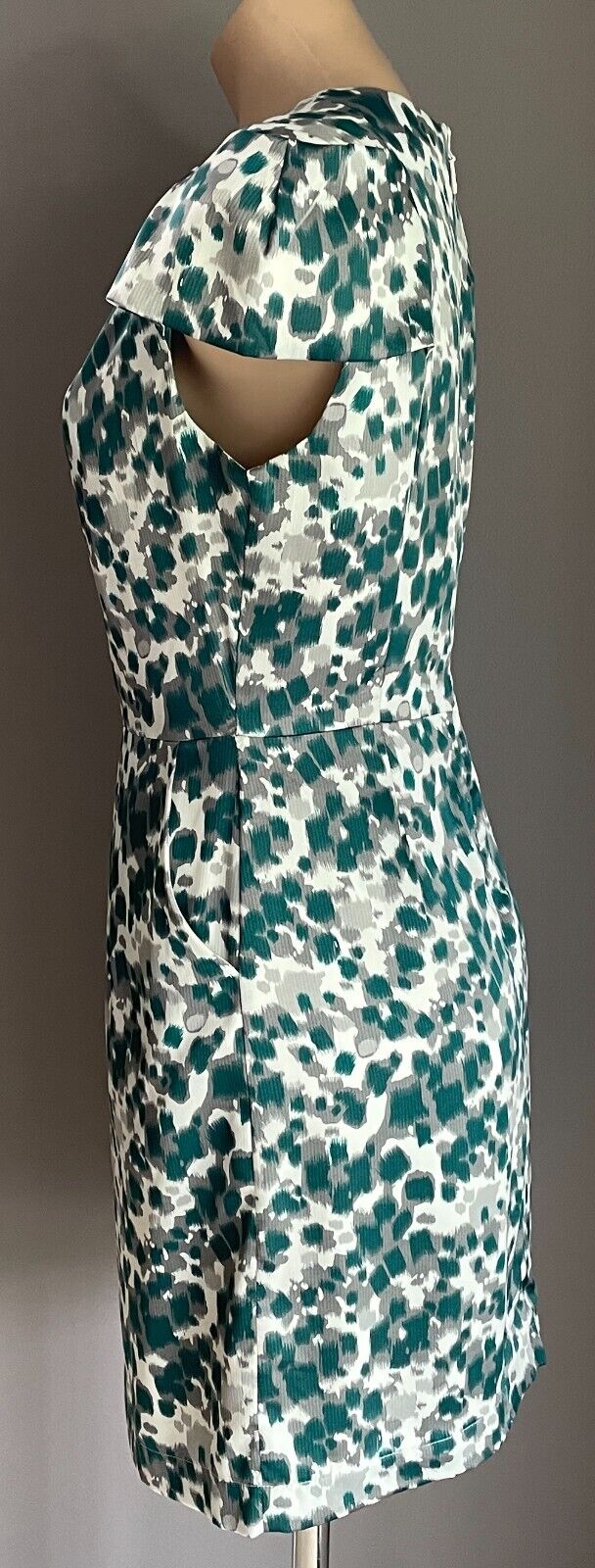 EVENTS Sheath Dress Jade Grey Silver Mottle Print Cap Sleeve Knee Length Size 10
