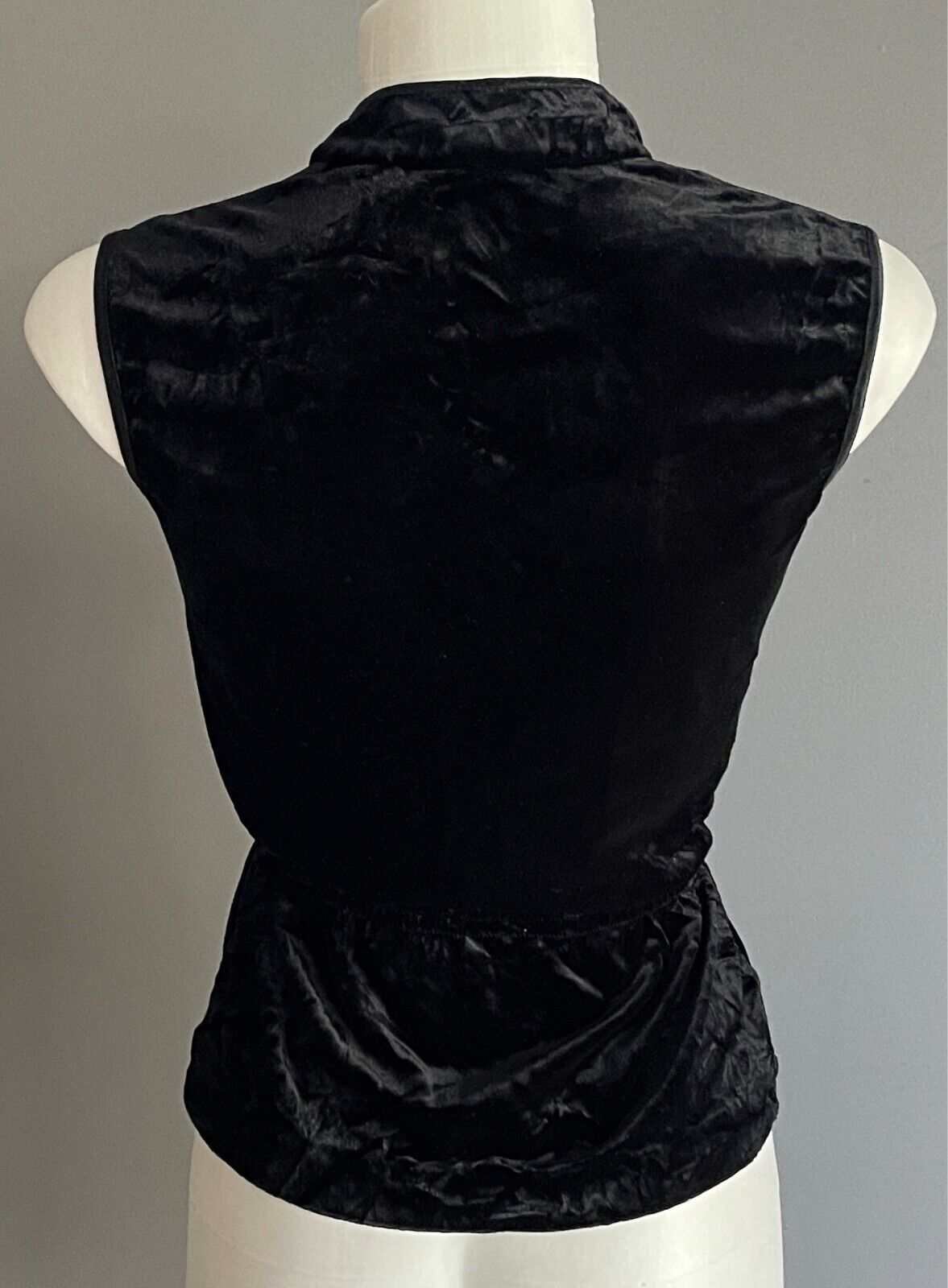 EVENTS Black Velour Sleeveless Wrap Top Size 6 Side Tie Elasticised Waist
