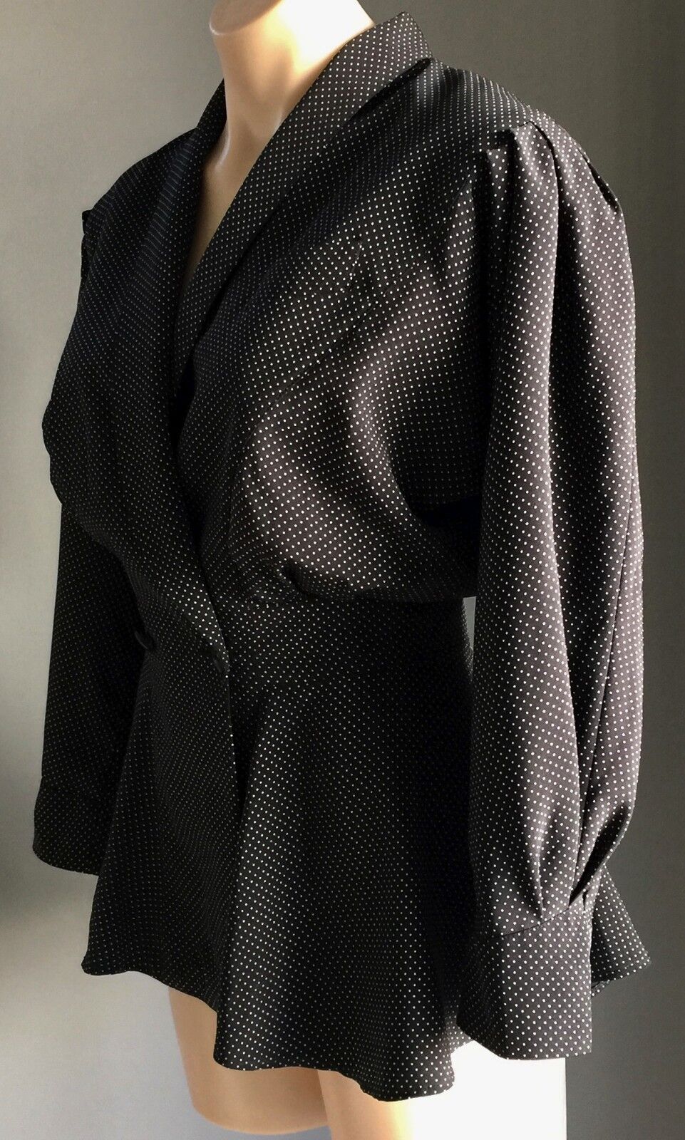 PRIVATE LABEL by EVENTS Jacket Black & White Dot Peplum Waist Size 10 Vintage