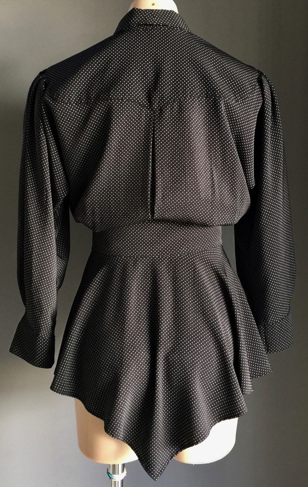PRIVATE LABEL by EVENTS Jacket Black & White Dot Peplum Waist Size 10 Vintage