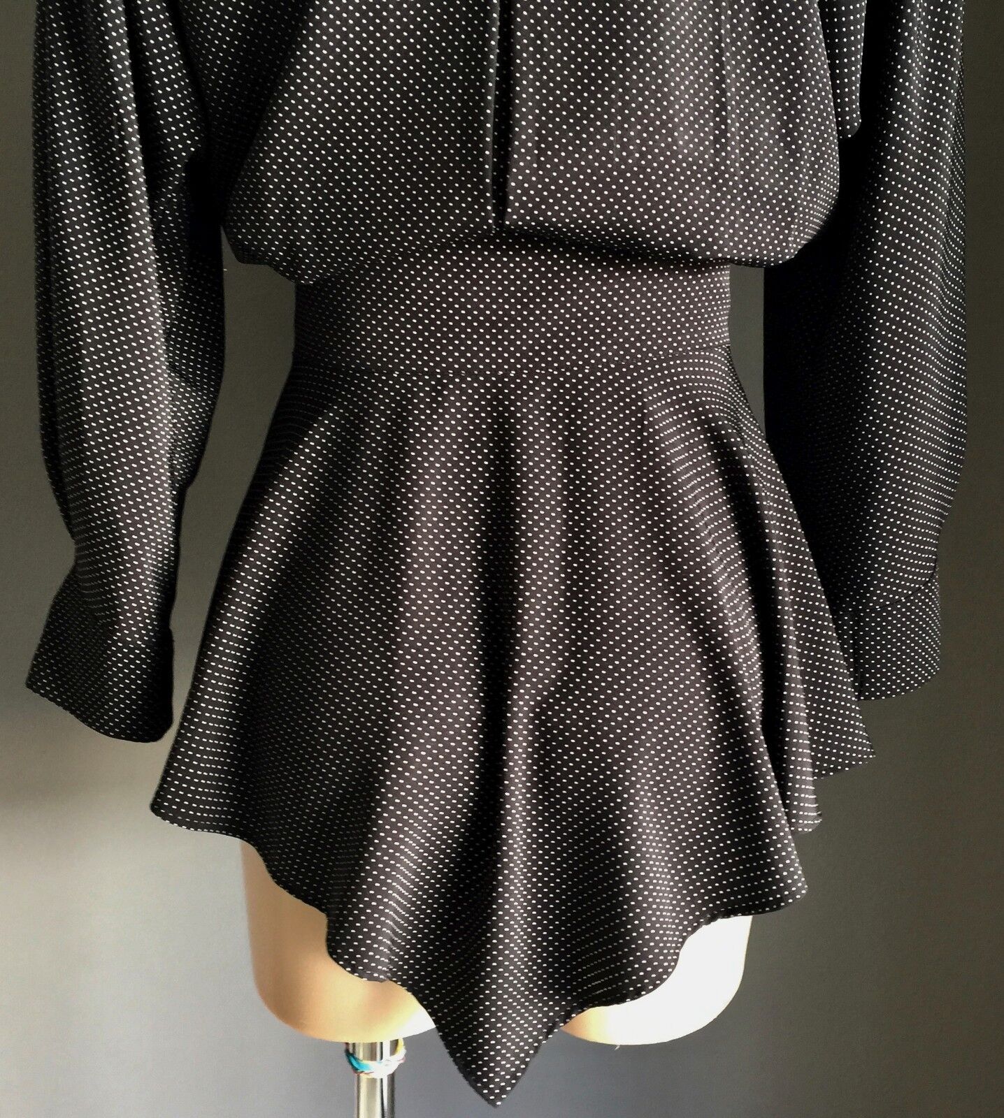 PRIVATE LABEL by EVENTS Jacket Black & White Dot Peplum Waist Size 10 Vintage