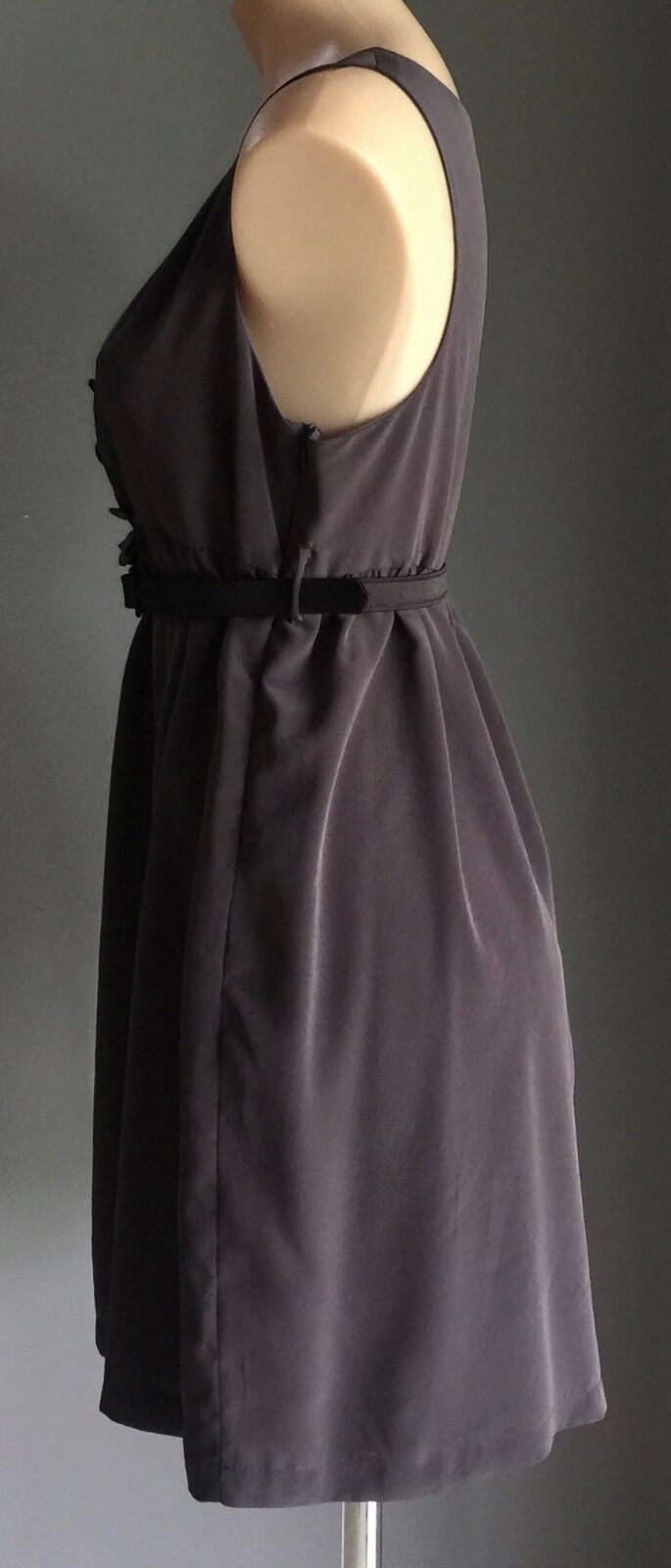 COOPER ST Pinafore Dress Sleeveless Style w Belt Low Cut Grey Size 12 Retro