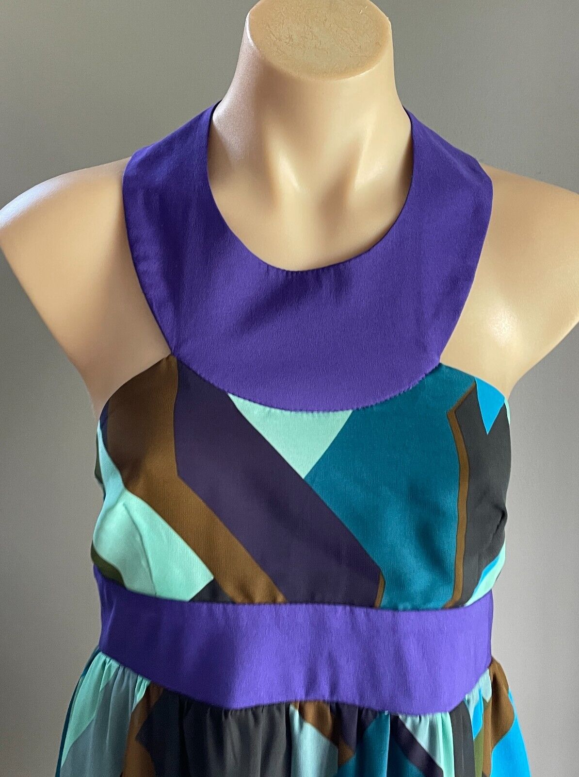 COOPER ST Halter Neck Dress Multicolour Abstract Print Sleeveless Size 12