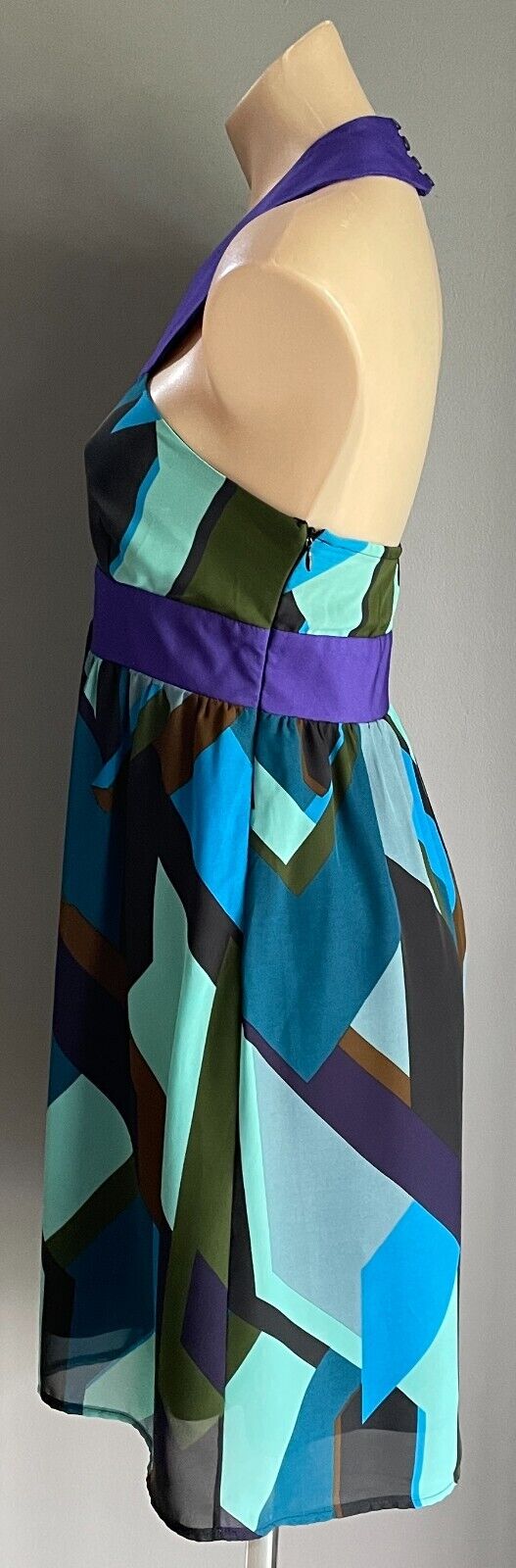 COOPER ST Halter Neck Dress Multicolour Abstract Print Sleeveless Size 12