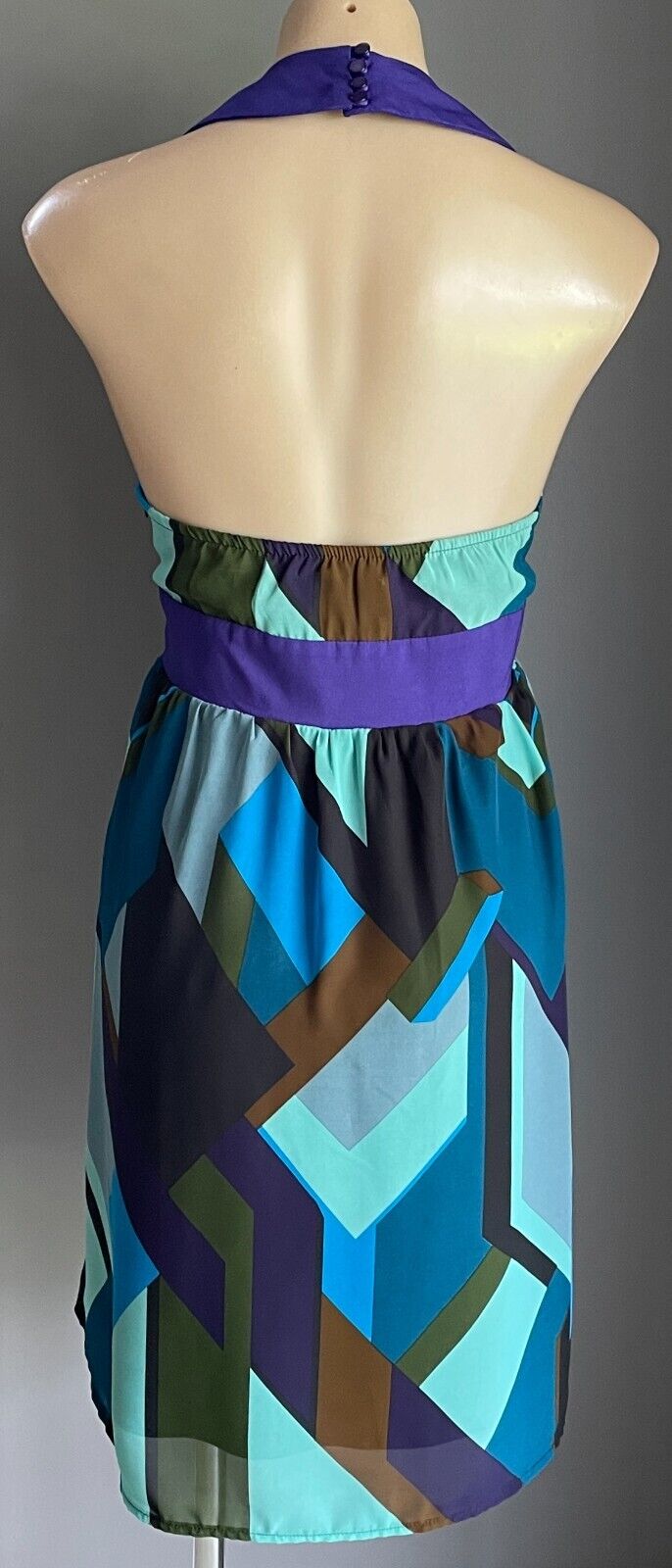 COOPER ST Halter Neck Dress Multicolour Abstract Print Sleeveless Size 12