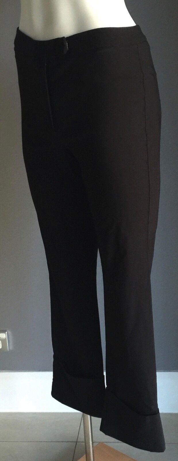 COOPER ST CLOTHING Pants Black Straight Leg Cuffed Cropped Trousers Size 10