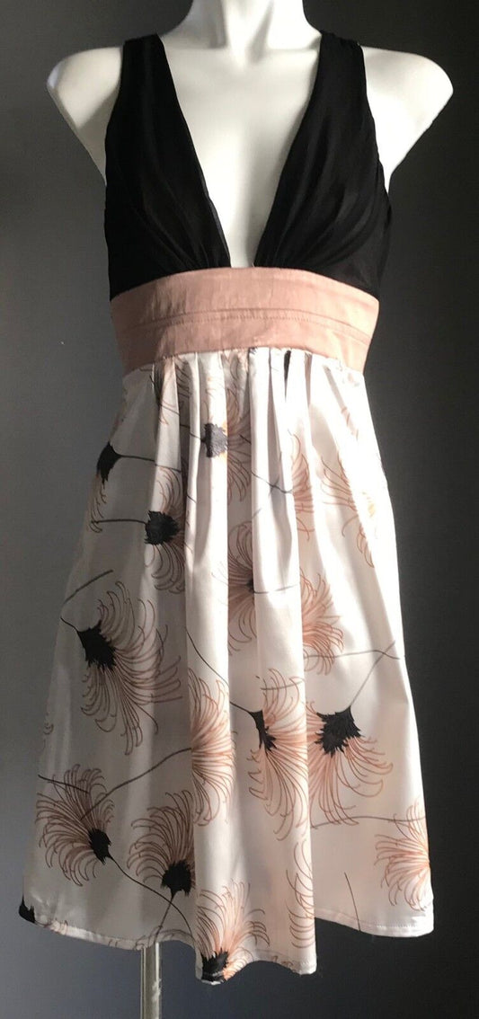 COOPER ST Dress Black White Bronze Empire Waist Racer Back Frock Ladies Size 6 8