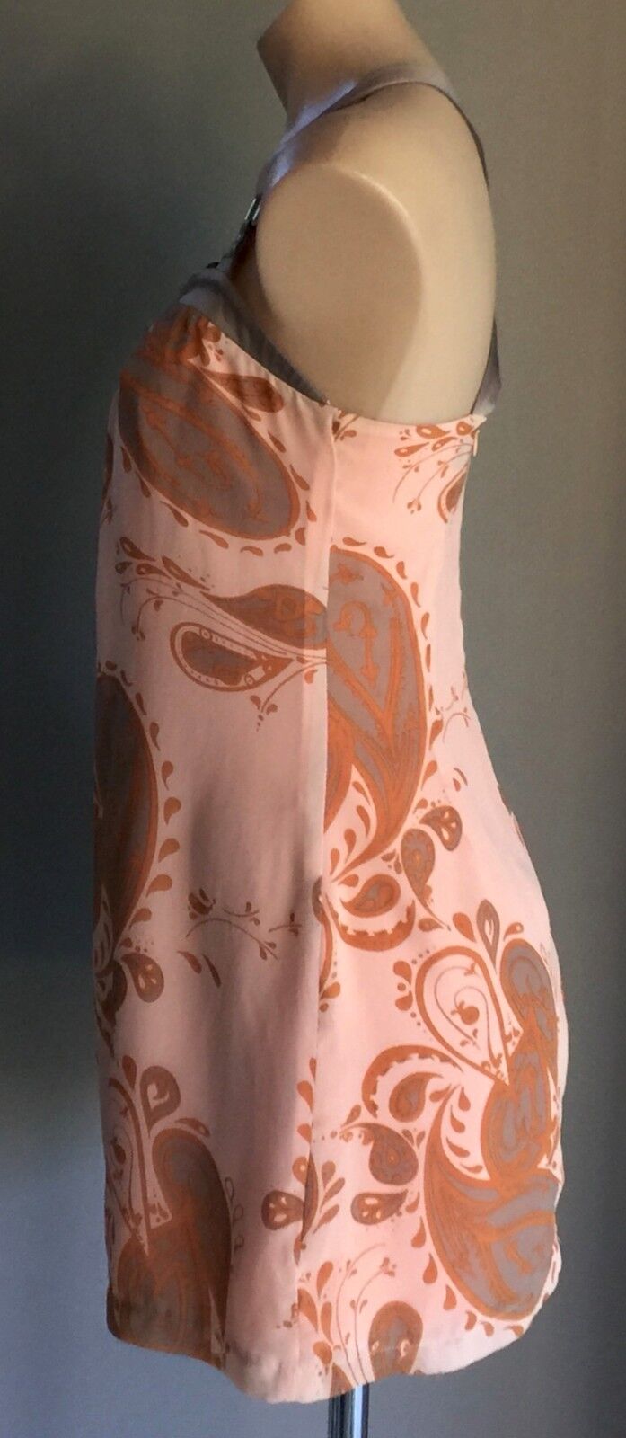COOPER ST Top Coral Red Grey Paisley Print Sleeveless Blouse Ladies Sz 8 10 NEW