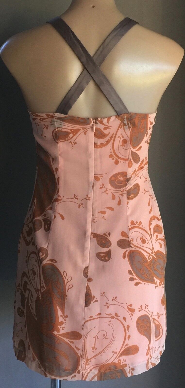 COOPER ST Top Coral Red Grey Paisley Print Sleeveless Blouse Ladies Sz 8 10 NEW