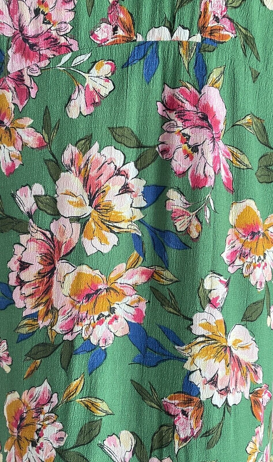 ZARA TRF Top Loose Long Green Floral Buttoned Sh/Sleeve Shirt Top Sz EU S AU 12