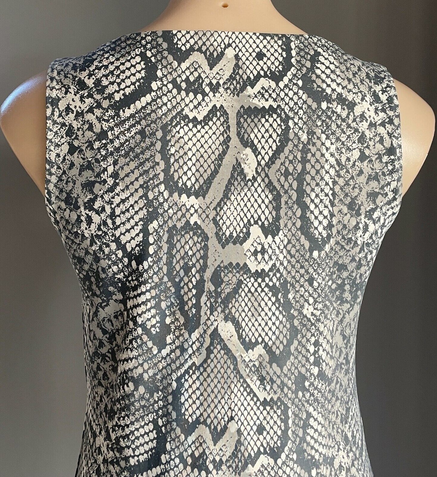 ZARA COLLECTION Tank Top Wide Strap Taupe Brown Ivory Python Snake Stretch M  10