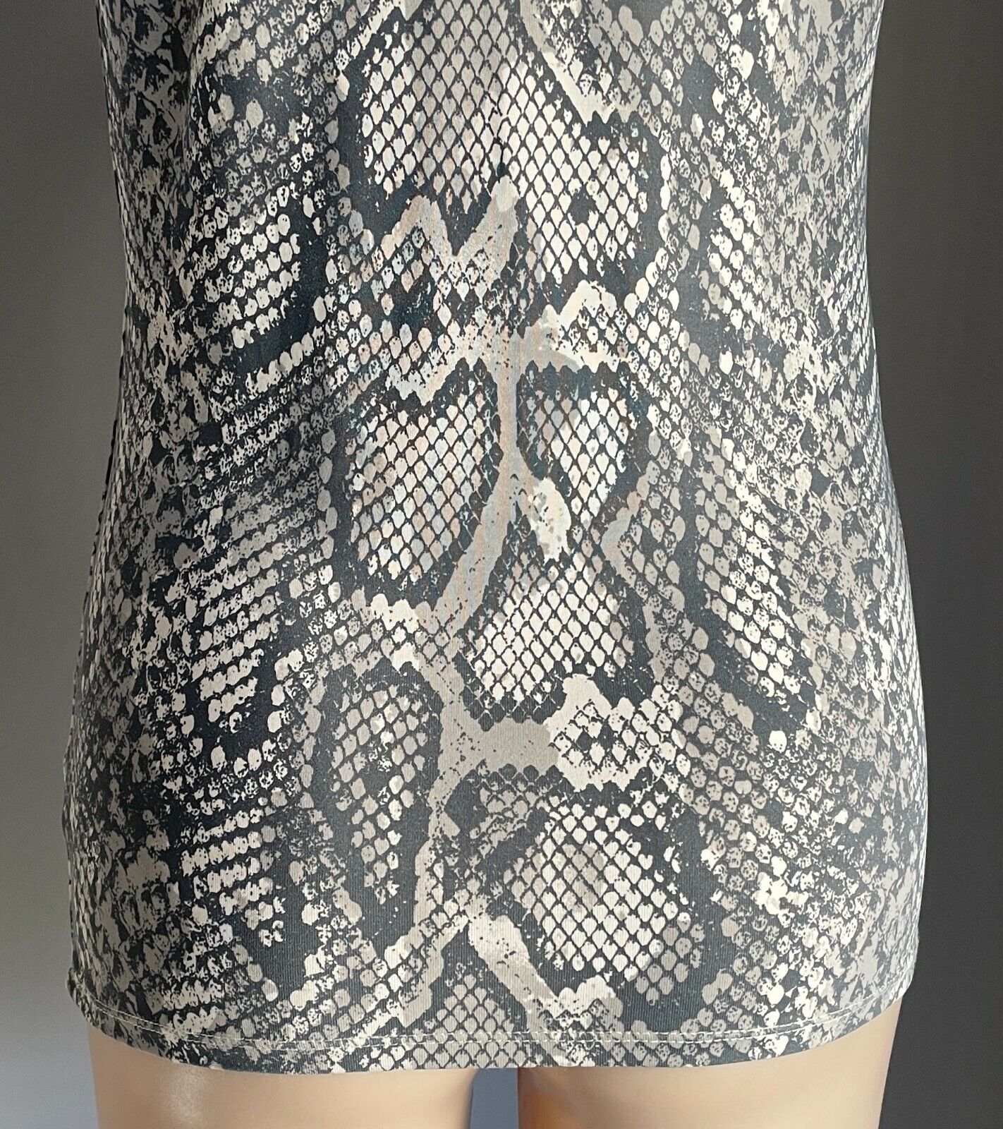 ZARA COLLECTION Tank Top Wide Strap Taupe Brown Ivory Python Snake Stretch M  10