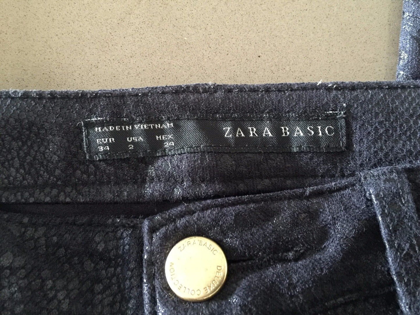 ZARA BASIC Treggings Black Skinny Ankle Zip Pants Jeggings EU 34 AU6