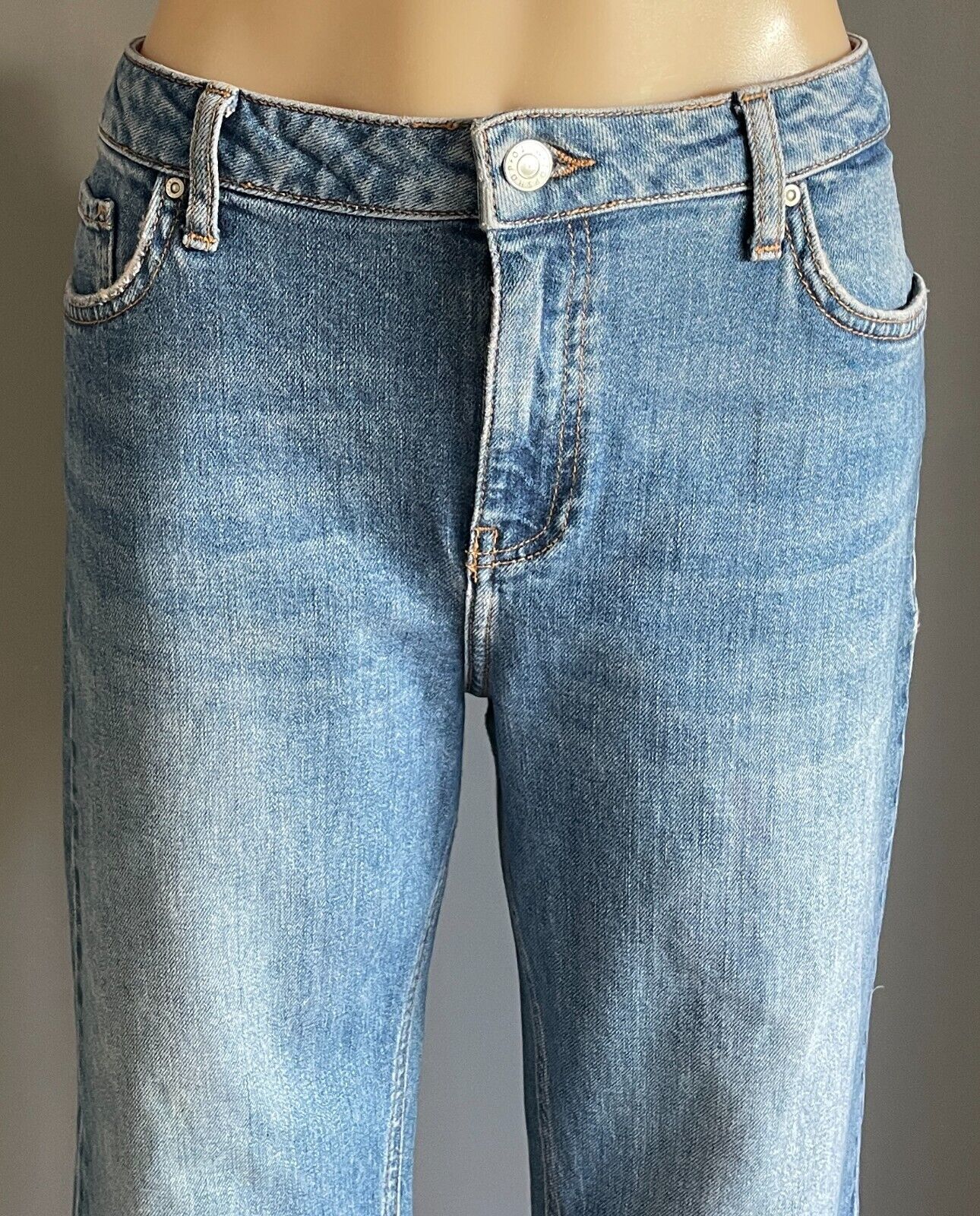 TOPSHOP Moto Dree Size 16 Jeans Straight Leg Crop Denim Fray Hem W34 L30 AU 16