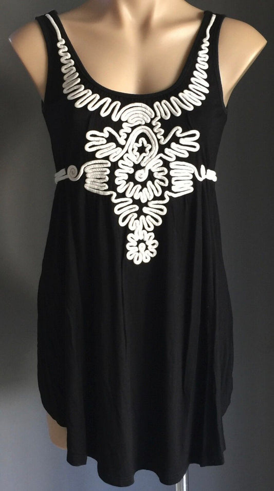 MATERNITY TOPSHOP Top Black White Cornelli Detail Sleeveless Singlet Size 10 NEW