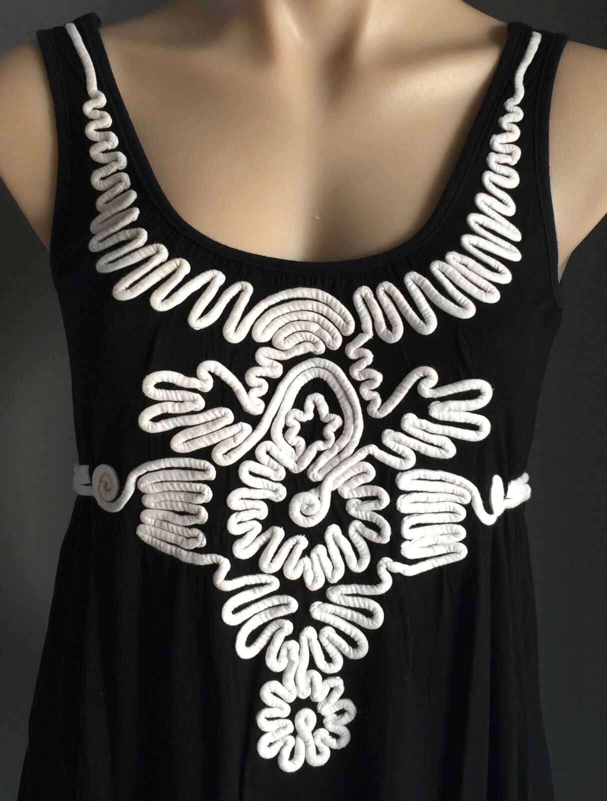 MATERNITY TOPSHOP Top Black White Cornelli Detail Sleeveless Singlet Size 10 NEW