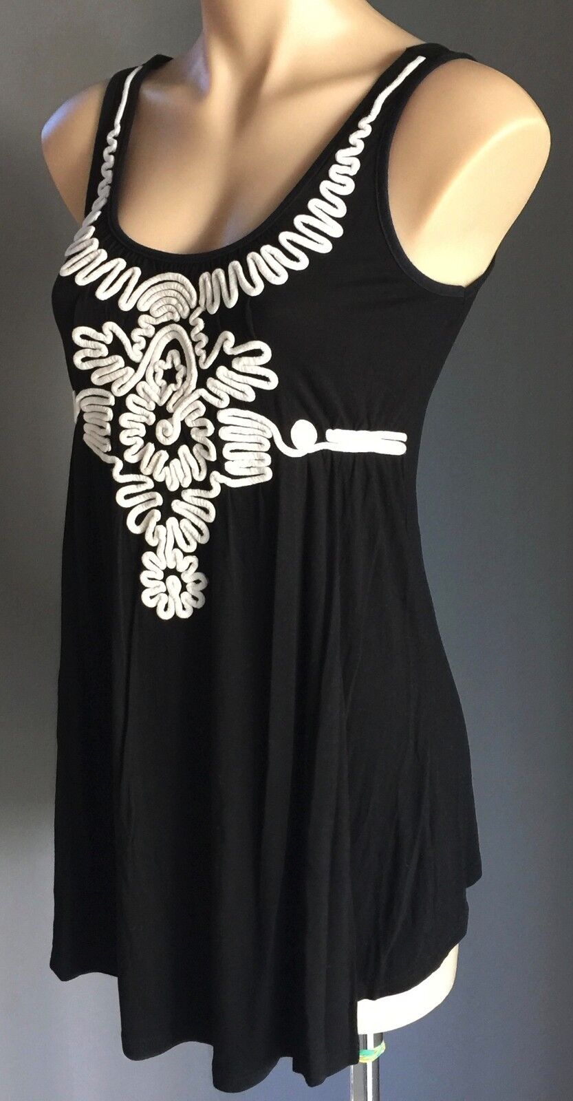 MATERNITY TOPSHOP Top Black White Cornelli Detail Sleeveless Singlet Size 10 NEW