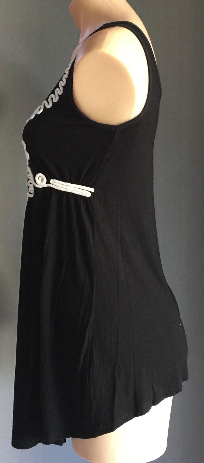 MATERNITY TOPSHOP Top Black White Cornelli Detail Sleeveless Singlet Size 10 NEW