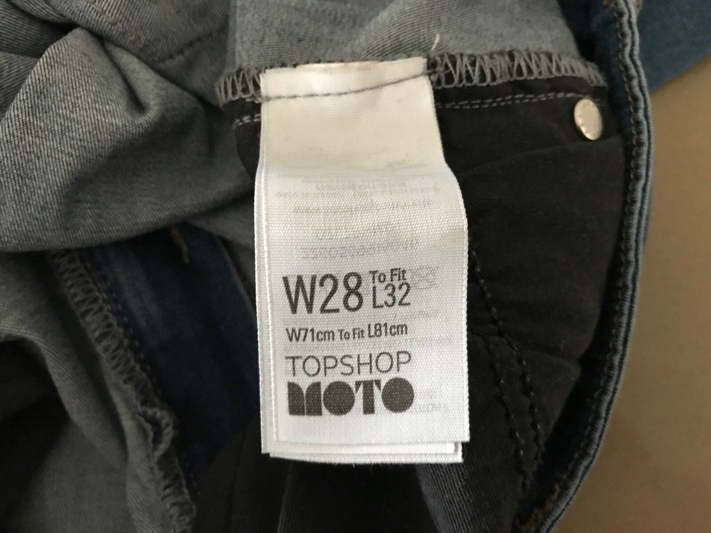 TOPSHOP Moto Jeans Size 10 Distressed Skinny Stretch Denim W28 L32