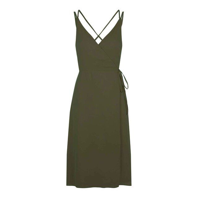 TOPSHOP PETITE Midi Dress Wrap Slip Khaki Green Ladies Size 8 10 NEW