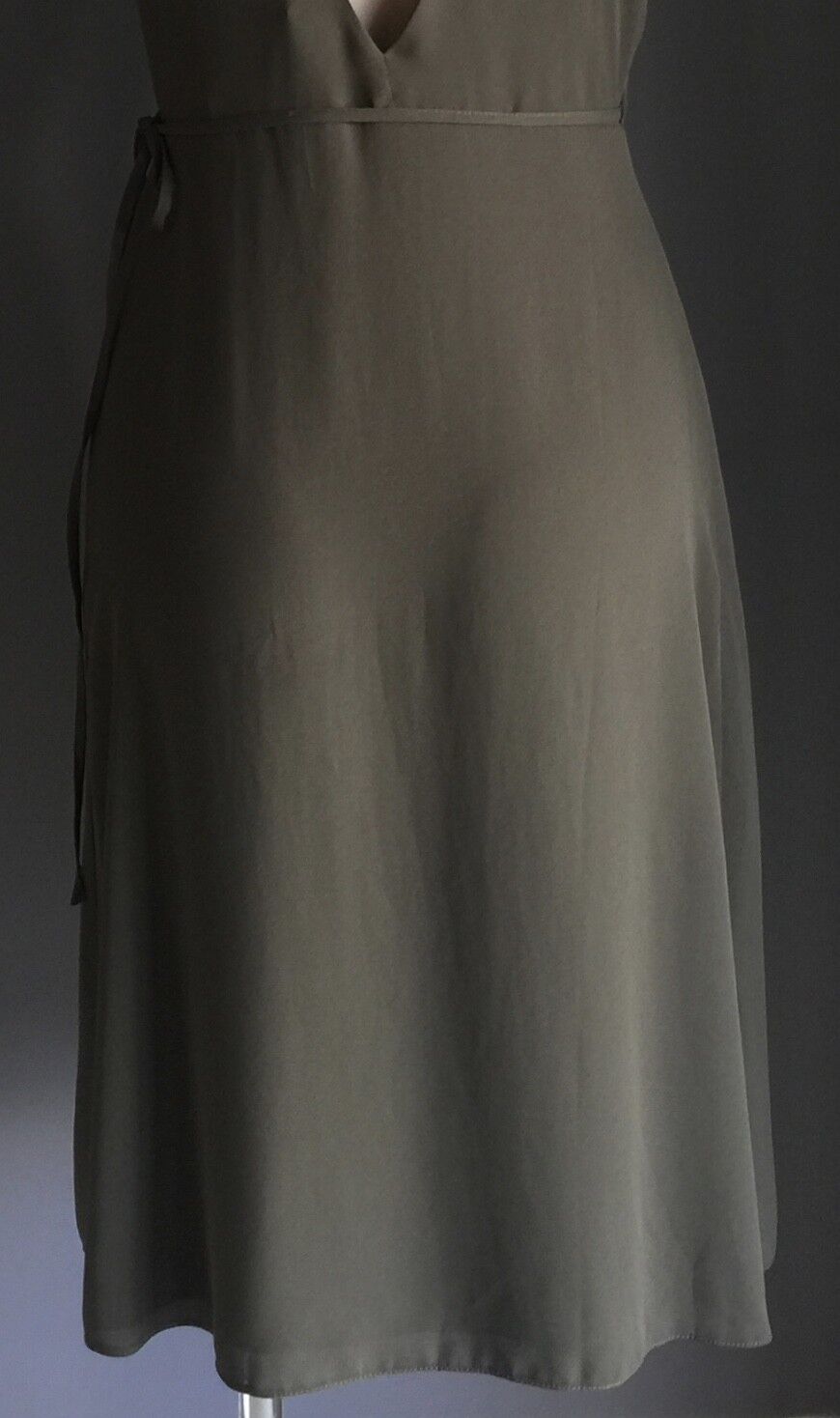 TOPSHOP PETITE Midi Dress Wrap Slip Khaki Green Ladies Size 8 10 NEW