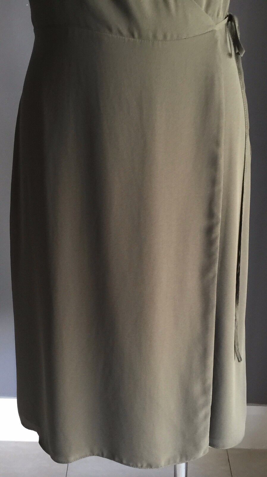 TOPSHOP PETITE Midi Dress Wrap Slip Khaki Green Ladies Size 8 10 NEW