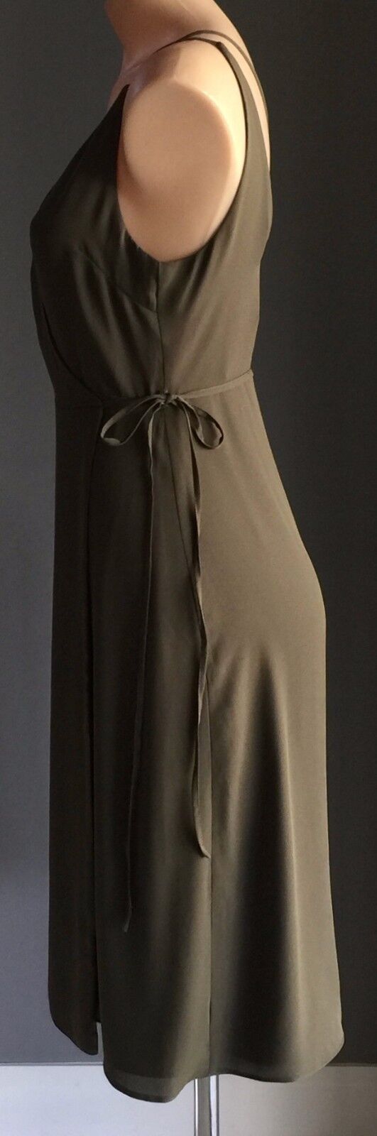 TOPSHOP PETITE Midi Dress Wrap Slip Khaki Green Ladies Size 8 10 NEW