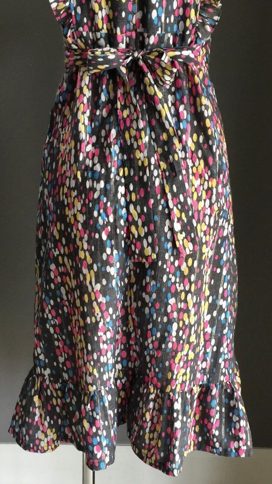 LAURA FOR TOPSHOP Dress MultiColoured Print Tie Back Pinafore Size M 12 Gorgeous