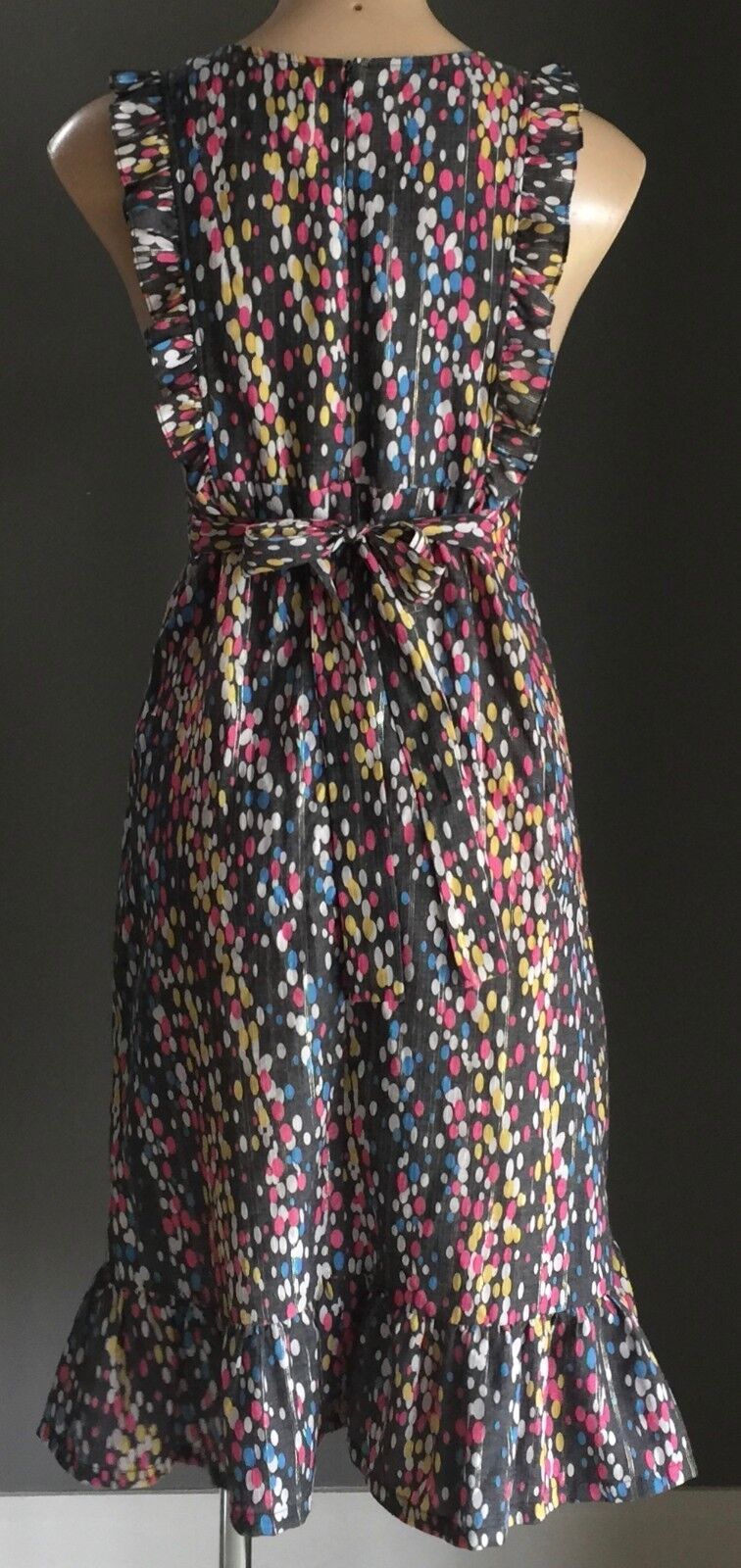 LAURA FOR TOPSHOP Dress MultiColoured Print Tie Back Pinafore Size M 12 Gorgeous