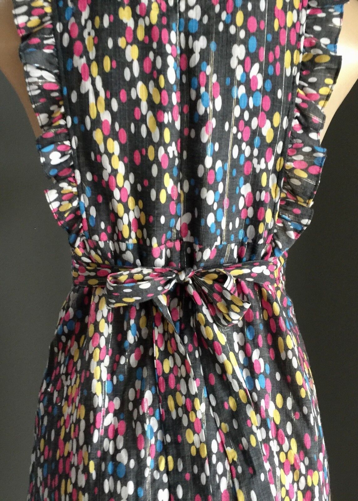 LAURA FOR TOPSHOP Dress MultiColoured Print Tie Back Pinafore Size M 12 Gorgeous
