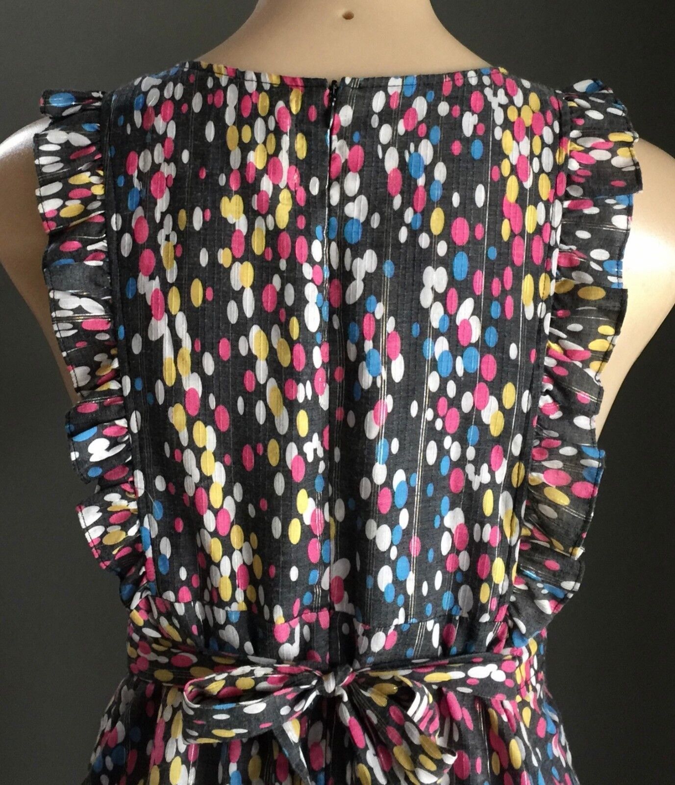LAURA FOR TOPSHOP Dress MultiColoured Print Tie Back Pinafore Size M 12 Gorgeous
