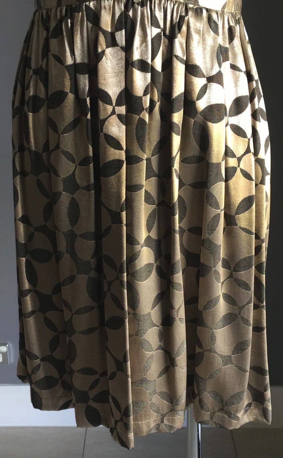 TOPSHOP Dress Gold & Pewter Empire Waist Tie Back Sleeveless Ladies Size 10