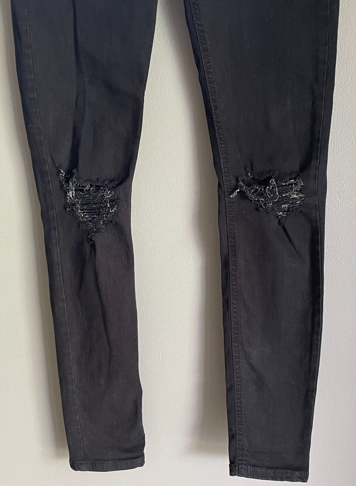 TOPSHOP Moto Jeans Black Ripped Skinny Stretch Denim Jeans Ladies W26 L34 AU 8