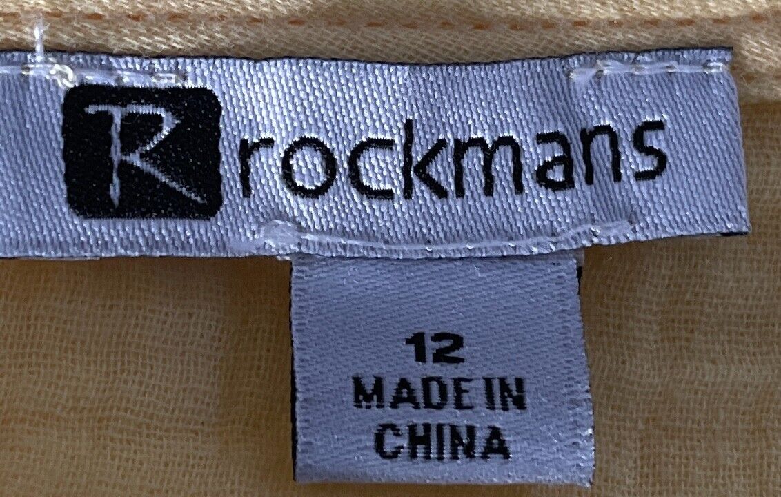 ROCKMANS Yellow Short Sleeve Dress Size 12 Cotton Button Front Knee Length