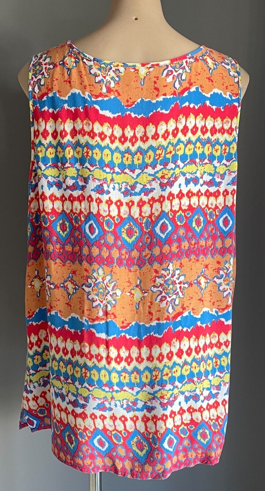 ROCKMANS Colourful Print Sleeveless Top Size 16 Lightweight Great Traveller NEW