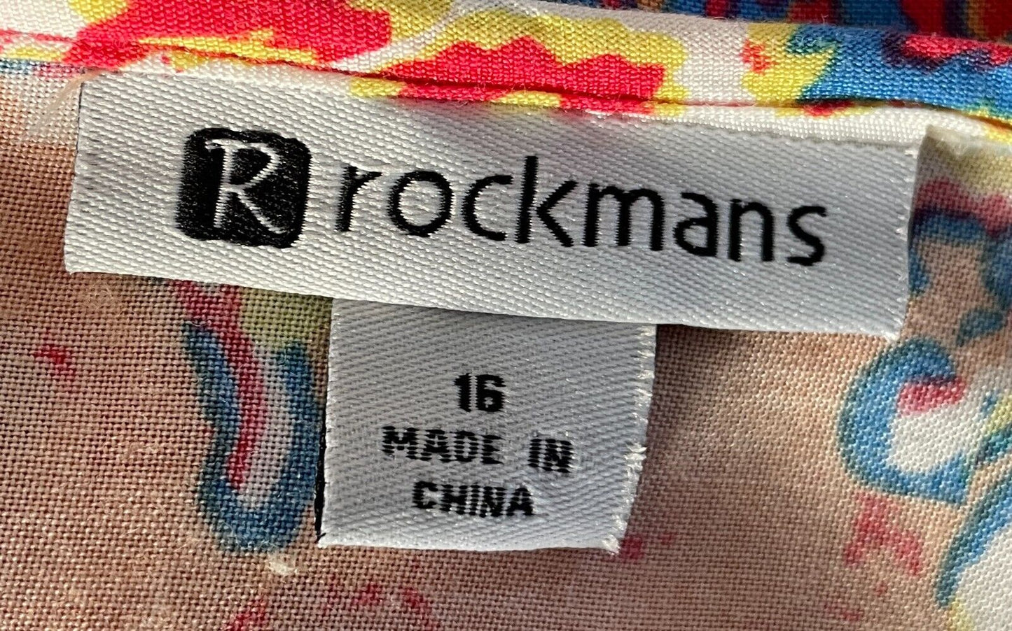 ROCKMANS Colourful Print Sleeveless Top Size 16 Lightweight Great Traveller NEW