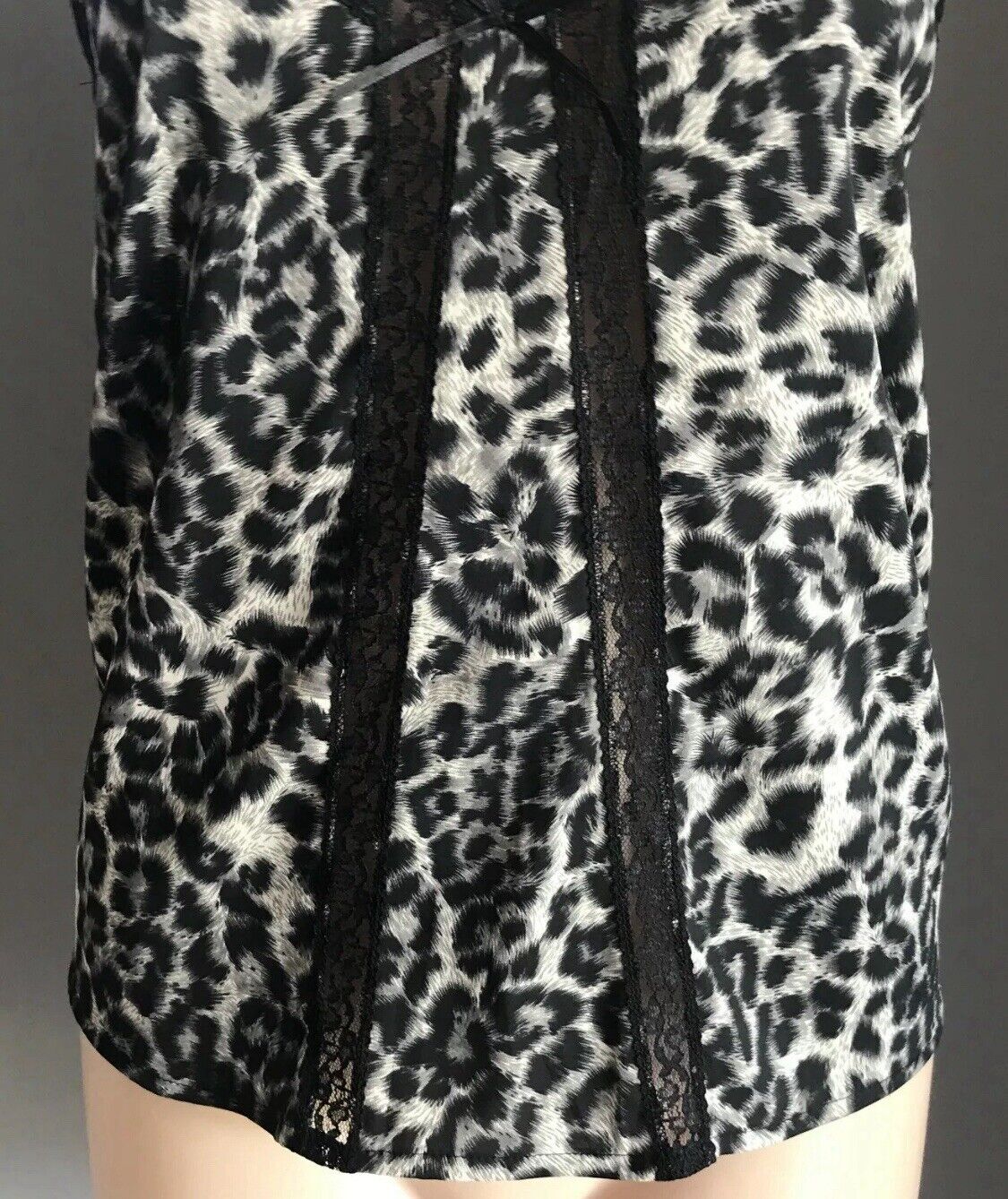 PORTMANS Camisole Black Grey Off White Animal Print Lace Cami Top Size 6 10 NEW