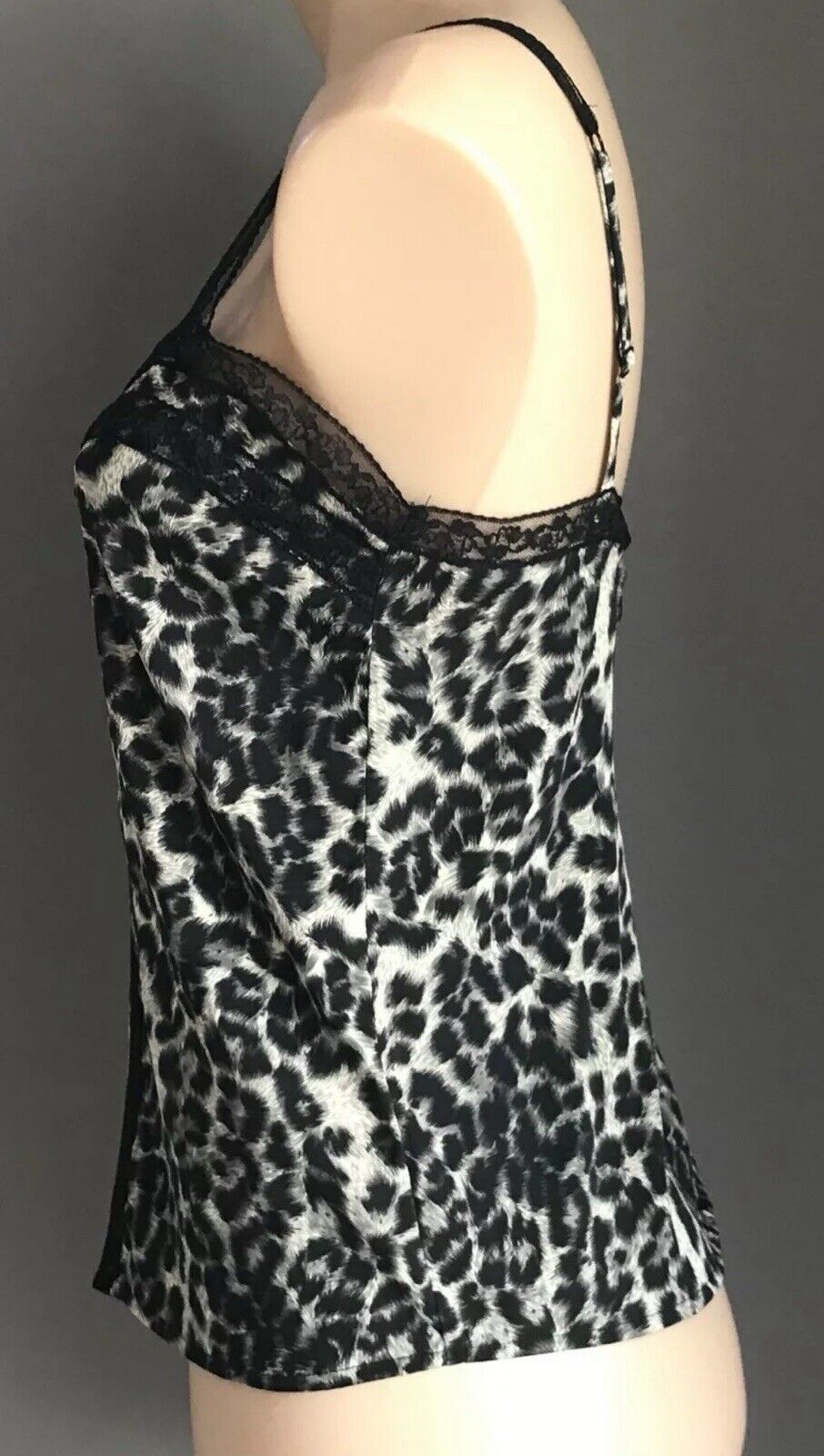 PORTMANS Camisole Black Grey Off White Animal Print Lace Cami Top Size 6 10 NEW