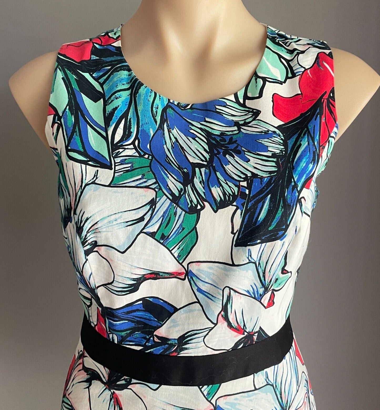 PORTMANS Top Multicoloured Floral Sleeveless Blouse Peplum Waist Lined Sz 8 10