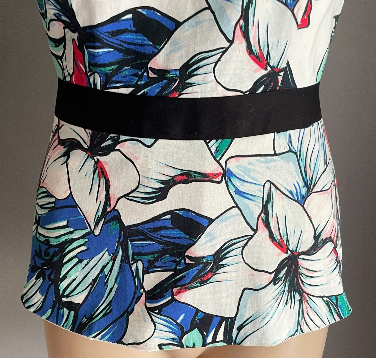 PORTMANS Top Multicoloured Floral Sleeveless Blouse Peplum Waist Lined Sz 8 10