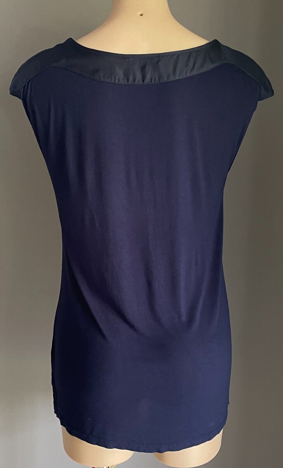 PORTMANS Top Navy Blue Sleeveless Exposed Zips At Shoulders Stretch Size S 10