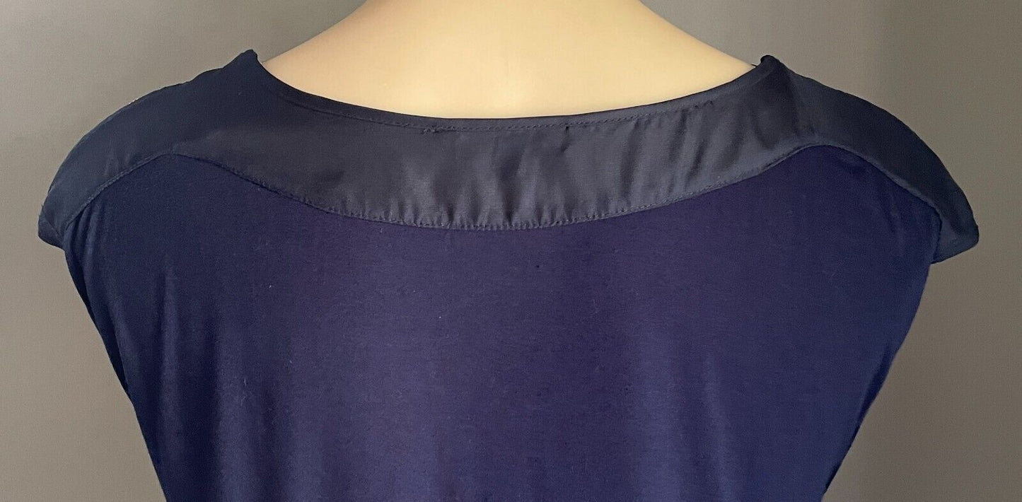 PORTMANS Top Navy Blue Sleeveless Exposed Zips At Shoulders Stretch Size S 10