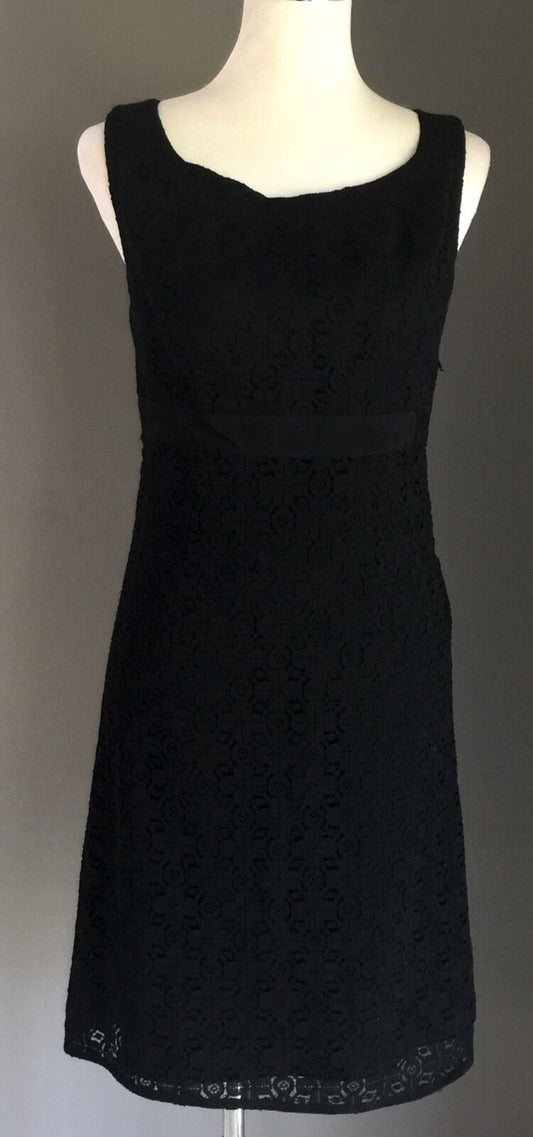 BASQUE LBD Shift Dress Black Lace Lined Lace Knee Length Ladies Size 8