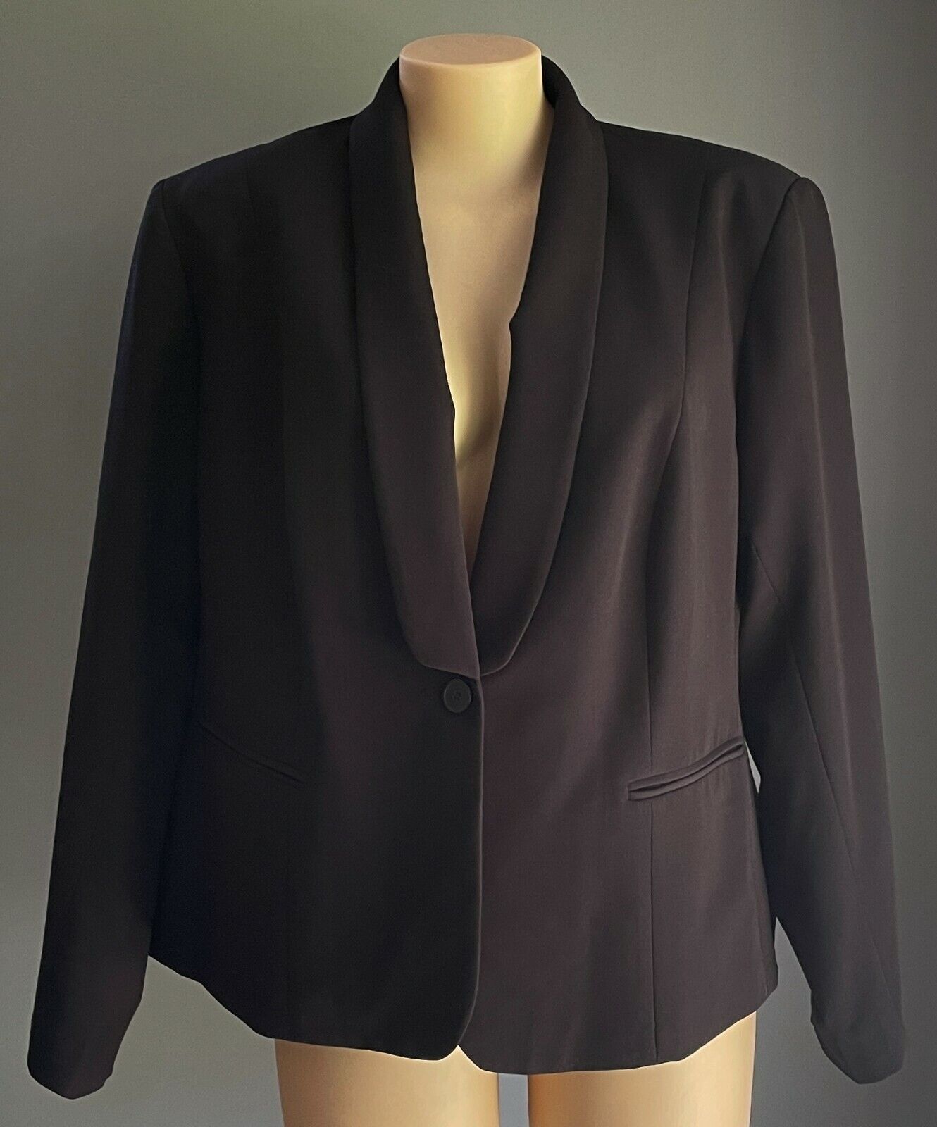 BASQUE Jacket Black Long Sleeve Shawl Collar Blazer Plus Size 24
