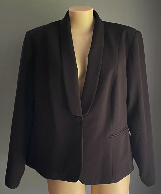 BASQUE Jacket Black Long Sleeve Shawl Collar Blazer Plus Size 24